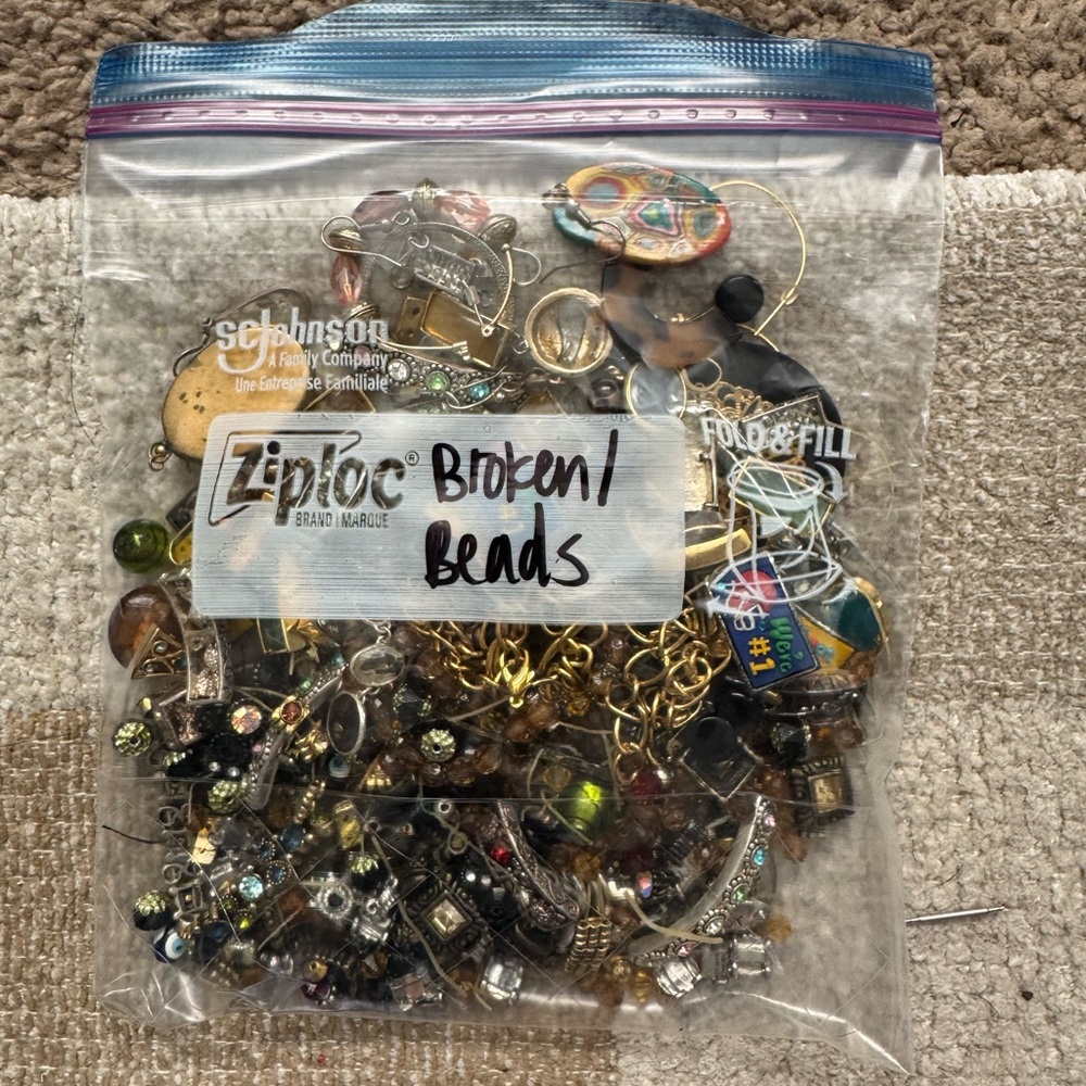 Broken beads, single earrings for re-use!
